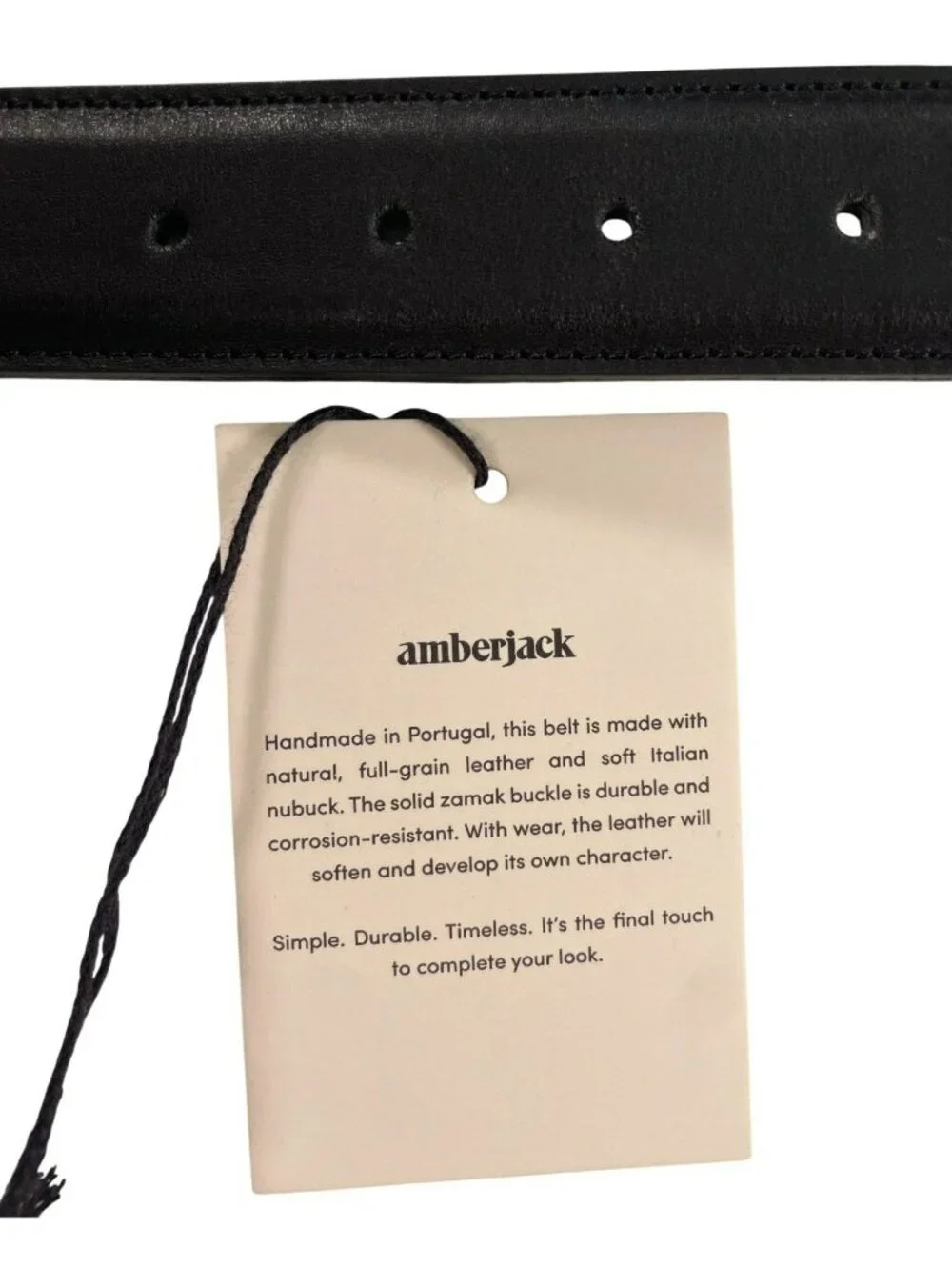 Amberjack Obsidian Leather Belt With Zamak Buckle Size 38 Waist 35-36